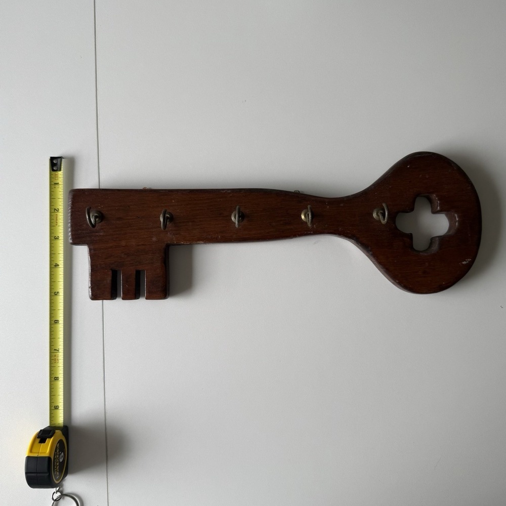 Wooden Key Hook Holder Cottage Core Country Farmhouse Wall Decor Vintage Rustic - Picture 2 of 4